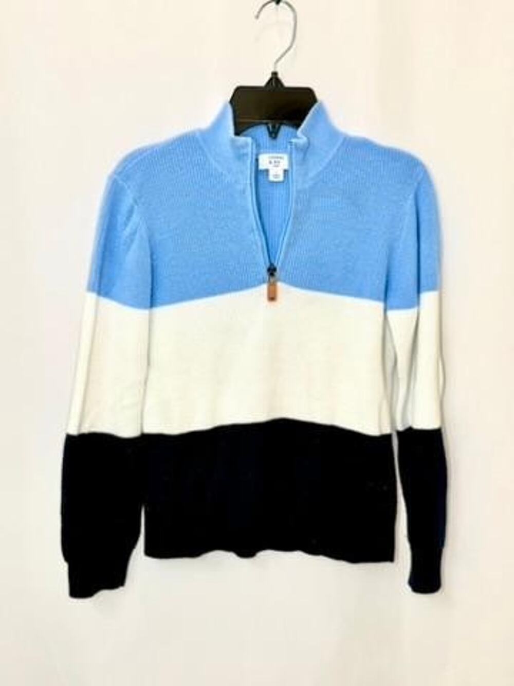 Crown & Ivy Kids Boys Size S Blue White Navy Colorblock 1/4 Zip Knit Sweater